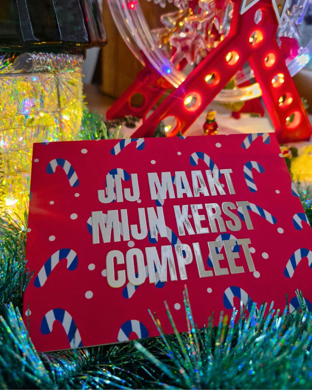 Glitterige kerst/niet-kerstkaartenset – Wie dit leest is enig