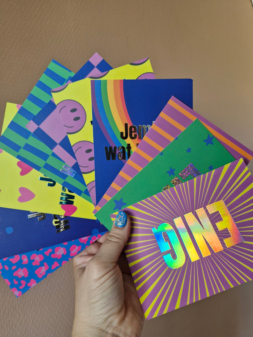 Enige glitterkaartenset
