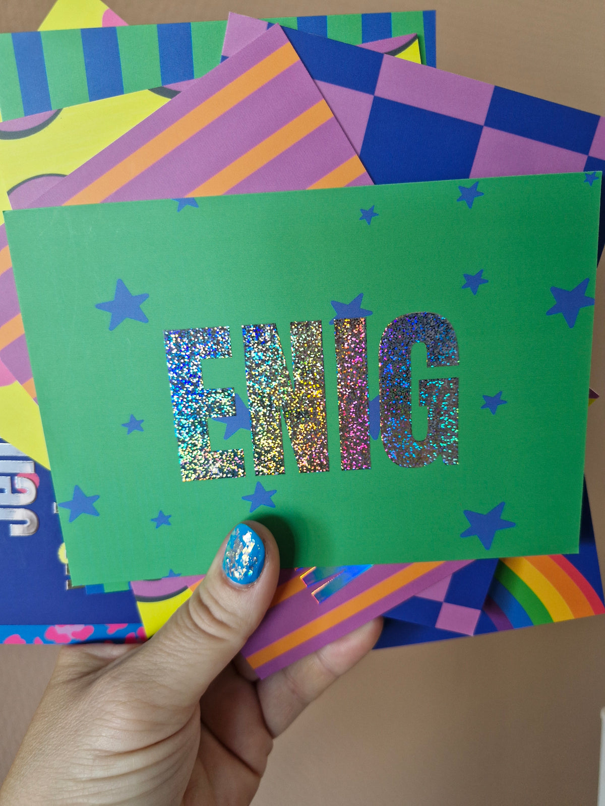 Enige glitterkaartenset